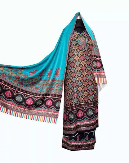 Women's Multicolor Floral Printed Pashmina Suits & Dress Materials